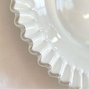 Fenton Petticoat Silver Crest Milk Art Glass Platter